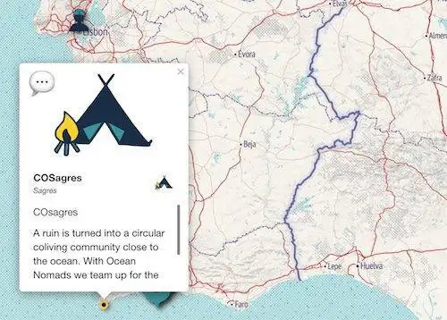 a map showing the location of a tent.