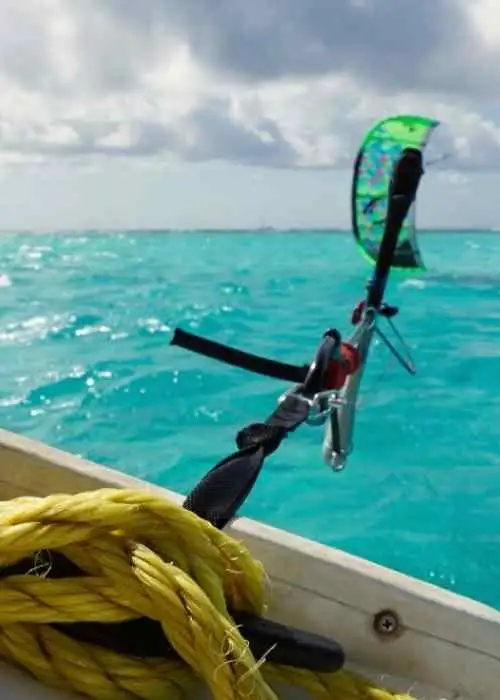 Offshore kitesurfing in the Caribbean with a sailing crew.