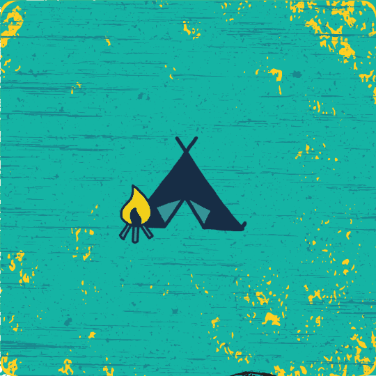 an icon of a tent on a turquoise background representing an offshore sailing crew expedition.