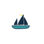 a sailboat icon on a green background.