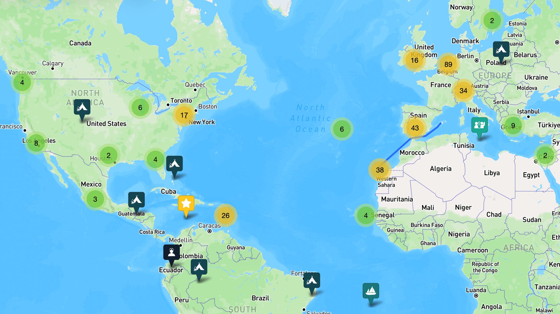 The Ocean Nomads map: see who and what is nearby