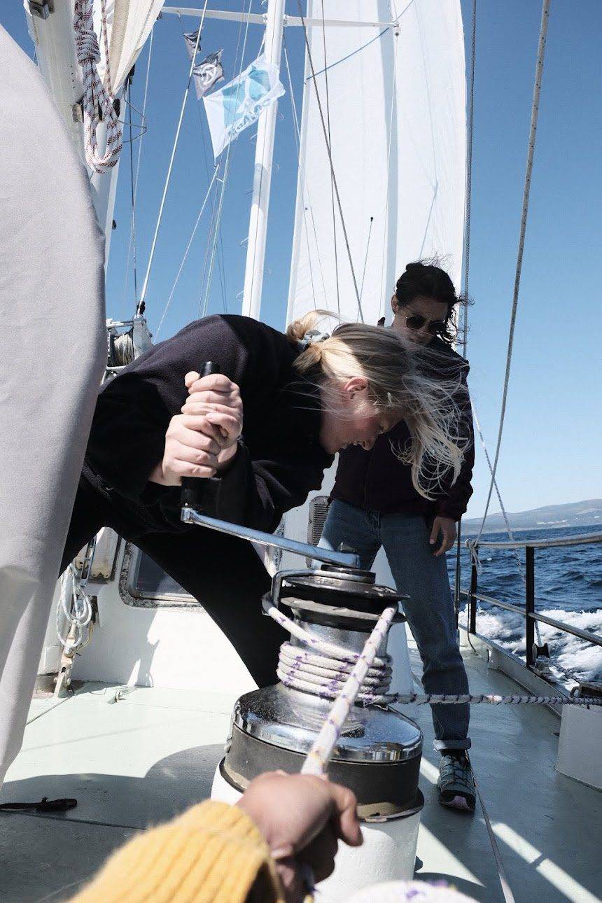 Lovisa, solo female sailor aboard her steel sailboat Misty